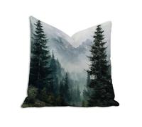 Lot de 1 Housse Coussin 65x65 cm Vert Taie Oreiller avec Fermeture éclair Invisible, Coussin Exterieur Impermeable Velours Decoration Cushion Covers pour Jardin Patio Canape Balcon (Forêt) 2B-661