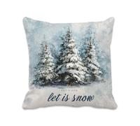 Lot de 1 Housse Coussin 80x80 cm Arbre de Noël Taie Oreiller avec Fermeture éclair Invisible, Coussin Exterieur Impermeable Lin Decoration Cushion Covers pour Jardin Patio Canape Balcon (Hiver) 2B-562