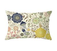 Lot de 1 Housse de Coussin 35x55cm Taie d'oreiller Décoratif en Lin de Coton Carré Double Face Fermeture Glissière Invisible Fleurs simples X657 14x22inch pour Salon Chambre Voiture Canapé Decoration