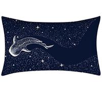 Lot de 1 Housse de Coussin 35x55cm Taie d'oreiller Décoratif en Velours Carré Double Face Fermeture Glissière Invisible Ciel étoilé de Baleine S150 14x22inch pour Salon Chambre Voiture Canapé Decor