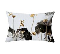 Lot de 1 Housse de Coussin 50x70cm Encre Lotus Étang Lotus Velours Carrée Décoratif Taie d'oreiller Impression Recto avec Fermeture Glissière Invisible Housse de Coussin pour Canapé Voiture Décor