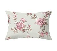 Lot de 1 Housse de Coussin 50x70cm Taie d'oreiller Décoratif en Lin de Coton Carré Double Face Fermeture Glissière Invisible Fleurs roses Q120 20x28inch pour Salon Chambre Voiture Canapé Decoration