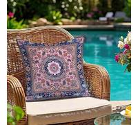 Lot de 1 Housse de Coussin 80x80 Extérieur Imperméable, Bleu Rose Taie d'oreiller Décorative avec Fermeture Éclair Invisible, Impression double face pour Jardin Balcon Terrasse Salon Canapé, #43l