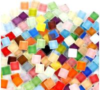 Lot de 1 kg de pierres de mosaïque en verre - Pour bricolage - 1 x 1 cm - Multicolore - Environ 1200 mini carreaux de mosaïque en cristal - Pour projets artistiques, décoration de mosaïque, décoration