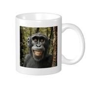 Lot de 1 mug imprimé singe amusant animaux sauvages forêt comique nature arbre chimpanzé noir vert céramique poids léger collection salon laboratoire extérieur bureau fond plat avec poignées 325 ml