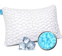 Lot de 1 oreillers rafraîchissants en mousse à mémoire de forme déchiquetée avec loft réglable, oreillers hypoallergéniques en bambou pour les personnes dormant sur le dos, le ventre et le ventre