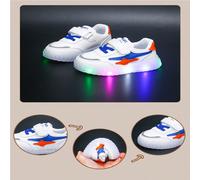 Lot de 1 paire de chaussures lumineuses pour enfants bleues et blanches, 1 paire de chaussures pour enfants en PU, 1 paire de chaussures pour garçons, 1 paire de baskets blanches, 1 paire de chaussure