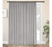 Lot de 1 panneau de rideaux occultants en lin, 100 % occultant, thermique, pour salon, chambre à coucher, style rustique avec crochets et embrasses, blanc ivoire, 254 x 259 cm (l x L), blanc ivoire