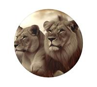 Lot de 1 pin's à bouton rond en métal avec motif lion africain et lionne 6,1 cm pour photos, loisirs créatifs, Noël, projets de fête, taille unique, Pas de gemme