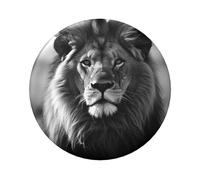Lot de 1 pin's à bouton rond en métal noir et blanc motif lion africain de 6,1 cm pour photos, loisirs créatifs, Noël, projets de fête