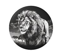 Lot de 1 pin's à boutons ronds en métal avec motif lion noir et blanc, 6,1 cm, pour photos, loisirs créatifs, Noël, projets de fête, taille unique, Pas de gemme