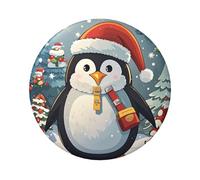 Lot de 1 pin's de Noël en forme de pingouin rond de 6,1 cm en métal personnalisé pour photos, fournitures d'artisanat, projets de fête de Noël