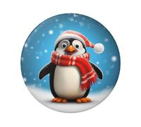 Lot de 1 pin's de Noël en forme de pingouin rond de 6,1 cm en métal personnalisé pour photos, fournitures d'artisanat, projets de fête de Noël, taille unique, Pas de gemme