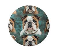 Lot de 1 pin's drôle en forme de bouledogue anglais rond de 6,1 cm en métal personnalisé pour photos, fournitures de bricolage, projets de fête de Noël, taille unique, Pas de gemme