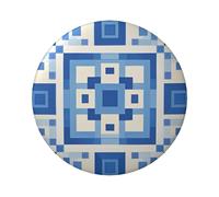 Lot de 1 pin's ronds en métal à motif carré bleu de 6,1 cm pour photos, fournitures d'artisanat, projets de fête de Noël, taille unique, Pas de gemme