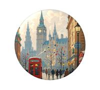Lot de 1 pin's ronds en métal avec impression de Londres, 6,1 cm, pour photos, loisirs créatifs, Noël, projets de fête, taille unique, Pas de gemme