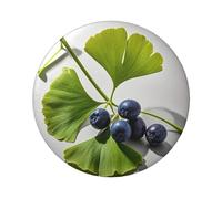 Lot de 1 pin's ronds en métal avec motif feuilles et baies de Ginkgo - 6,1 cm - Pour loisirs créatifs, Noël, projets de fête, taille unique, Pas de gemme