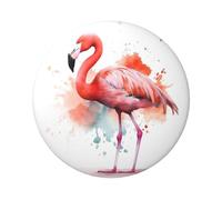 Lot de 1 pin's ronds en métal avec motif flamant rose aquarelle de 6,1 cm pour photos, loisirs créatifs, Noël, projets de fête, taille unique, Pas de gemme