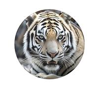 Lot de 1 pin's ronds en métal avec motif tigre noir et blanc, 6,1 cm, pour photos, loisirs créatifs, Noël, projets de fête