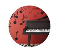 Lot de 1 pin's ronds en métal avec note de musique et piano - 6,1 cm - Pour loisirs créatifs, Noël, projets de fête, taille unique, Pas de gemme