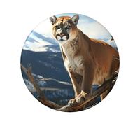 Lot de 1 pin's ronds en métal pour photos et photos Panther Mountain Lion - 6,1 cm - Pour loisirs créatifs, Noël, projets de fête, taille unique, Pas de gemme