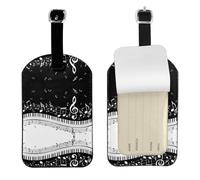 Lot de 1 porte-clés de piano avec notes de musique imprimées en cuir pour bagages, étiquettes de sac de voyage, étiquettes d'identification pour bagages Neast pour homme et femme