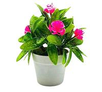 Lot de 1 pot de fleurs artificielles pour décoration de jardin - Rose