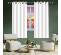 Lot de 1 Rideau Occultant 130 x 181 cm Isolation Thermiques, Tissu Doux et Infroissable Rideau à Oeillets Design Moderne à Oeillets pour Chambre Adulte Salon, Blanc