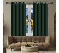 Lot de 1 Rideau Occultant 144 x 169 cm Isolant Anti Froid Chaleur, Satiné Rideaux Modernes avec Oeillets, Protection La Vie Privée pour Chambre/Salon de Fenêtre, Vert Foncé