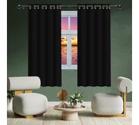 Lot de 1 Rideau Occultant 158 x 183 cm Isolation Thermiques, Tissu Doux et Infroissable Rideau à Oeillets Design Moderne à Oeillets pour Chambre Adulte Salon, Noir