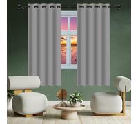 Lot de 1 Rideau Occultant 166 x 198 cm Isolation Thermiques, Tissu Doux et Infroissable Rideau à Oeillets Design Moderne à Oeillets pour Chambre Adulte Salon, Gris Clair