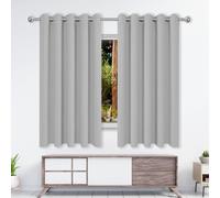 Lot de 1 Rideau Occultant 200 x 130 cm 100% Lumiere Bloquer Anti Chaleur, Anti-UV Opaque Rideaux Salon Moderne Design Moderne à Oeillets pour Toutes Les Saisons, Chambre, Gris Clair