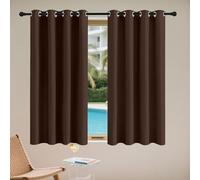 Lot de 1 Rideaux 124 x 120 cm Thermique Isolant Anti Froid Chaleur Rideaux et Draperies Intérieurs Décoratif Design Moderne à Oeillets pour Salon Chambre, Brun