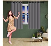 Lot de 1 Rideaux à Oeillets 300 x 175 cm 100% Polyester, Isolant Anti UV, Intérieurs Decoration Rideaux Courts Design Moderne à Oeillets pour Chambre Adulte Salon, Gris Clair