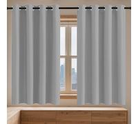 Lot de 1 Rideaux Occultants 136 x 161 cm 100% Lumiere Bloquer Anti Chaleur, Anti-UV Portes de Balcon Rideaux Installation Facile pour Toutes Les Saisons, Chambre, Gris Clair