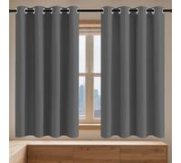Lot de 1 Rideaux Occultants 141 x 161 cm 100% Lumiere Bloquer Anti Chaleur, Anti-UV Portes de Balcon Rideaux Installation Facile pour Toutes Les Saisons, Chambre, Gris Foncé
