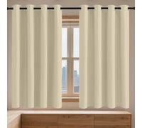 Lot de 1 Rideaux Occultants 146 x 161 cm 100% Lumiere Bloquer Anti Chaleur, Anti-UV Portes de Balcon Rideaux Installation Facile pour Toutes Les Saisons, Chambre, Couleur Crème