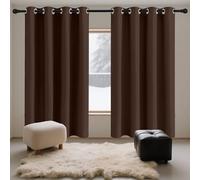 Lot de 1 Rideaux Occultants 212 x 240 cm Isolation Thermiques, Tissu Doux et Infroissable Rideau Salon Design Moderne à Oeillets pour Toutes Les Saisons, Chambre, Brun