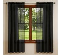 Lot de 1 Rideaux Transparents 240 x 240 cm Rideaux Salon Semi-Transparent Rideau Voilages Intérieurs Rideau Anniversaire pour Chambre de Bébé et d'enfant, Noir