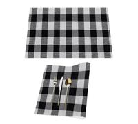 Lot de 1 set de table en vinyle à carreaux vichy noir et blanc pour tables de salle à manger, sets de table de cuisine, résistants à la chaleur, lavables et lavables en PVC