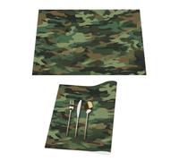 Lot de 1 set de table en vinyle vert camouflage militaire pour tables de salle à manger, sets de table de cuisine, résistants à la chaleur, lavables et faciles à nettoyer