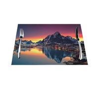 Lot de 1 set de table imprimé des îles de Norvège, résistant à la chaleur, antidérapant, lavable, pour intérieur et extérieur