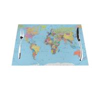 Lot de 1 set de table motif carte du monde éducatif lavable résistant à la chaleur en vinyle PVC pour décoration de table de cuisine, salle à manger