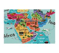 Lot de 1 set de table motif carte du Moyen-Orient lavable et antidérapant pour table de salle à manger