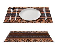 Lot de 1 set de table résistant à la chaleur pour table de salle à manger, napperon lavable en PVC africain, motif tribal africain, napperons tissés antidérapants pour cuisine, décoration de fête de