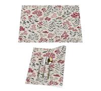 Lot de 1 set de table vintage en vinyle motif fleurs sauvages botaniques pour tables de salle à manger, sets de table de cuisine, résistants à la chaleur, lavables et lavables en PVC