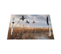 Lot de 1 sets de table en PVC imprimé chasse volant sauvage 45 x 30 cm résistant à la chaleur pour table de salle à manger, cuisine, fêtes