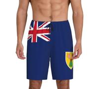 Lot de 1 short de nuit pour homme Motif drapeau des îles Turques et Caïques avec poches latérales, coupe respirante, disponible en grand.