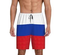 Lot de 1 short de nuit pour homme, motif drapeau russe, vêtements de détente avec poches latérales, coupe respirante, disponible en grand.