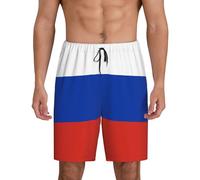 Lot de 1 short de nuit pour homme, motif drapeau russe, vêtements de détente avec poches latérales, coupe respirante, disponible en grand.